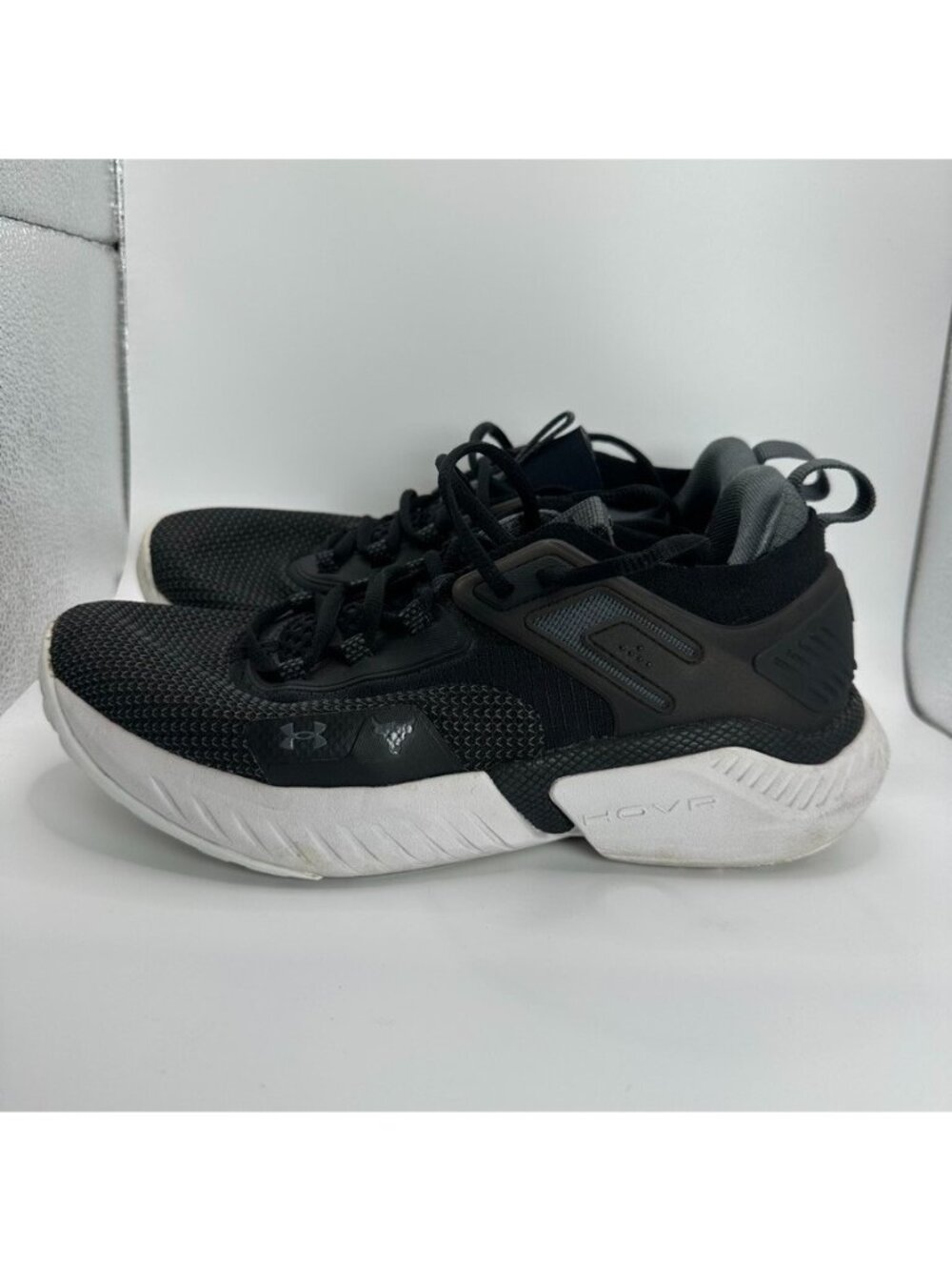 Under Armour Project Rock 5 Shoes Womens Size 10 Black Running Gym Cushuined - Picture 2 of 11